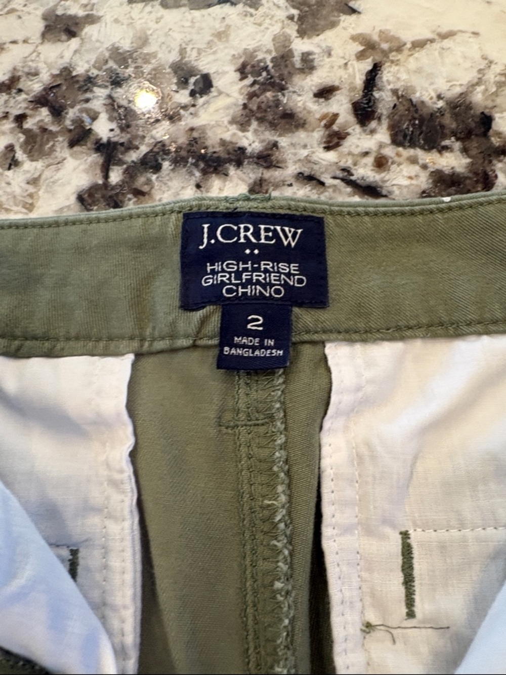 J.Crew High-Rise Girlfriend Chino - Olive Green, size 2, NWOT
